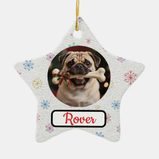 Adorno De Cerámica Estrella de Navidad personalizable para perros con