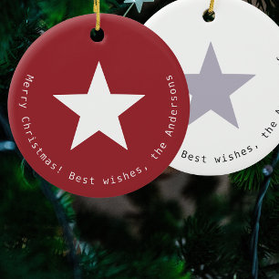 Adorno De Cerámica Estrella de Navidad Simple Moderna Rojo Blanco Per