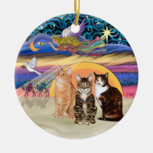 Adorno De Cerámica Estrella de Navidad - Tres gatos (AmSH)
