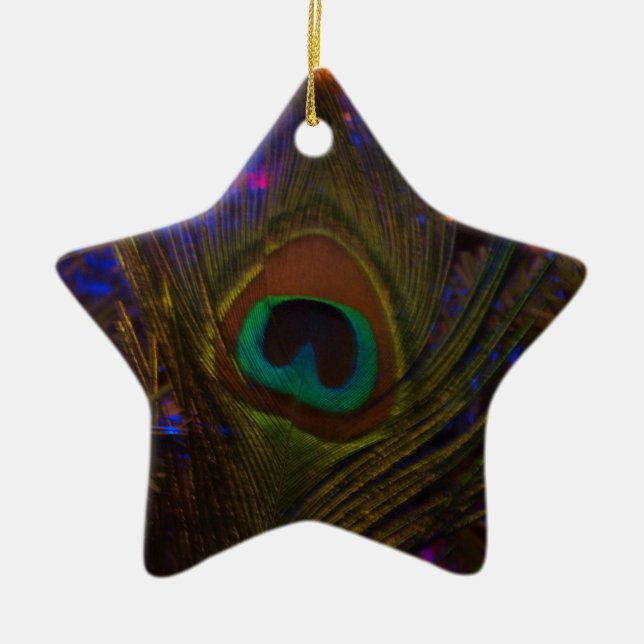 Adorno De Cerámica Estrella de Navidades Peacock Feather (Frente)