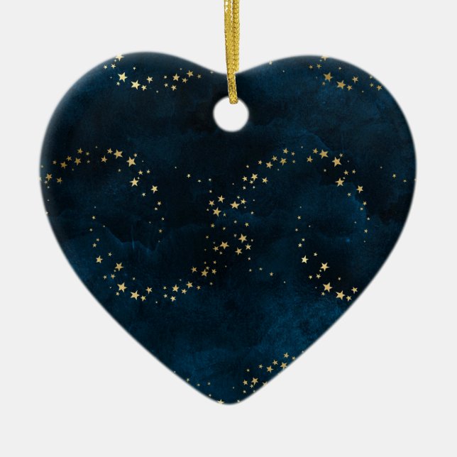 Adorno De Cerámica Estrella de noche cielo azul oscuro Estrellas de o (Frente)