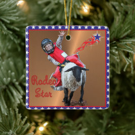 Adorno De Cerámica Estrella de Rodeo Occidental Mutton Busting Kid
