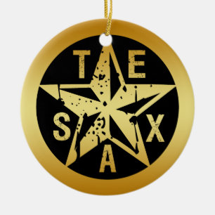 ADORNO DE CERÁMICA ESTRELLA DE TEJAS DEL ORO