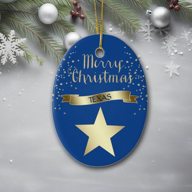 Adorno De Cerámica Estrella de Texas Blue Gold (Subido por el creador)