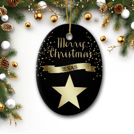 Adorno De Cerámica Estrella de Texas de Oro Negro