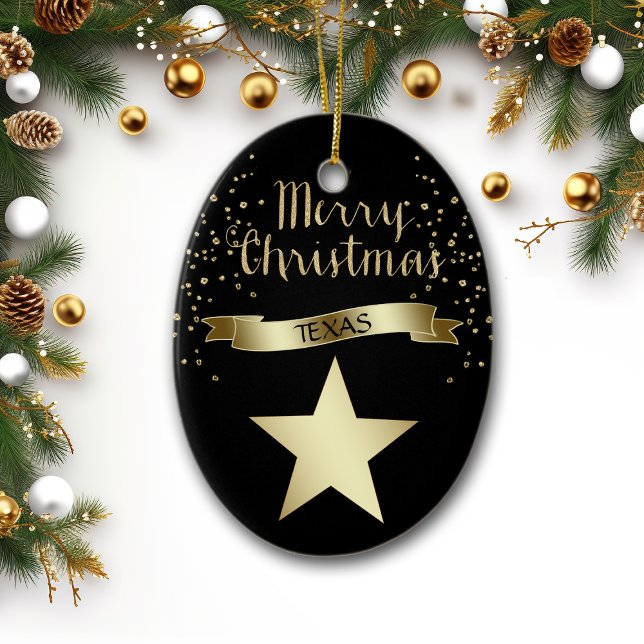 Adorno De Cerámica Estrella de Texas de Oro Negro (Subido por el creador)