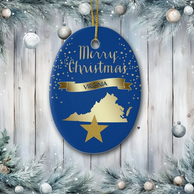 Adorno De Cerámica Estrella de Virginia Blue Gold (Subido por el creador)