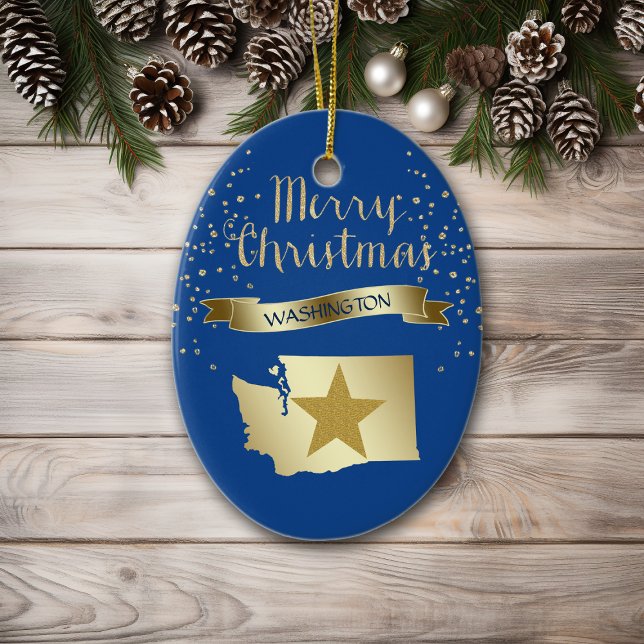 Adorno De Cerámica Estrella de Washington de Oro Azul (Subido por el creador)