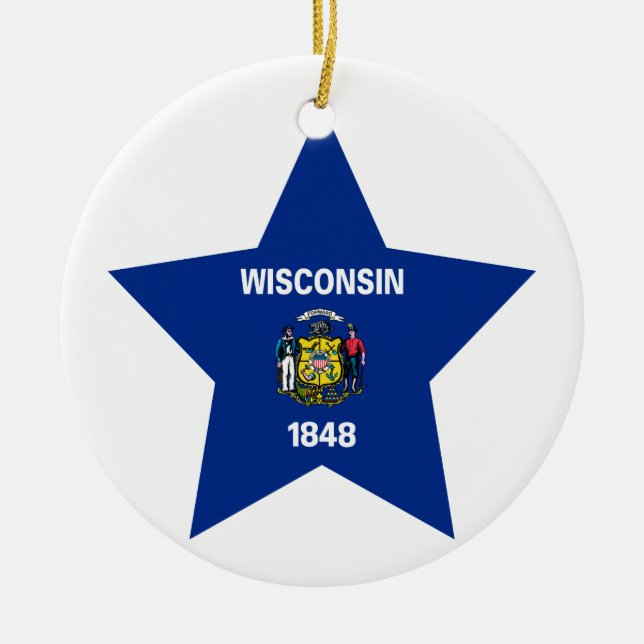 Adorno De Cerámica Estrella de Wisconsin (Frente)