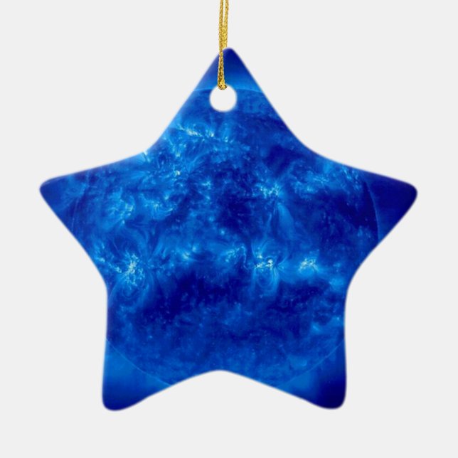 Adorno De Cerámica Estrella del amarillo de la estrella azul (Frente)