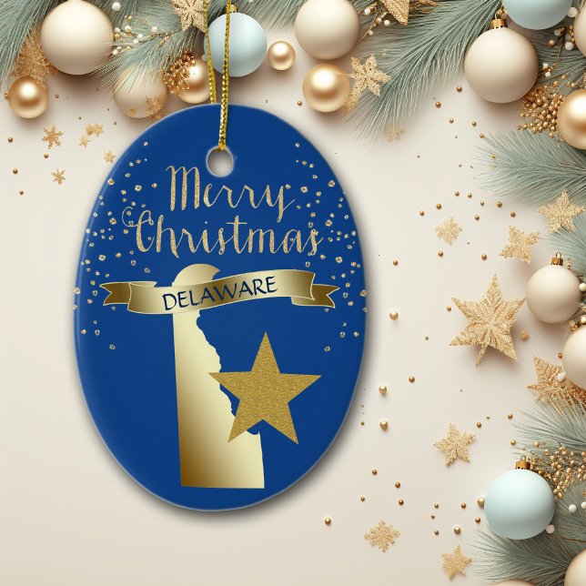 Adorno De Cerámica Estrella Delaware Blue Gold (Subido por el creador)