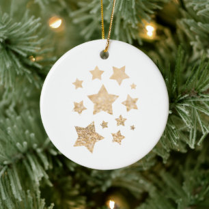 Adorno De Cerámica Estrella estrella de oro Navidad blanco de vacacio