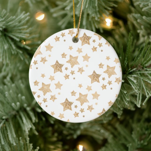 Adorno De Cerámica Estrella estrella de oro Navidad blanco de vacacio (Árbol)