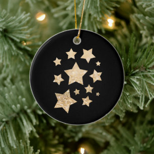 Adorno De Cerámica Estrella estrella de oro Navidad negro de vacacion