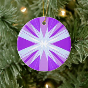 Adorno De Cerámica Estrella festiva de Navidades blancos morados