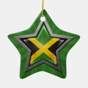 Adorno De Cerámica Estrella jamaicana de la bandera con los rayos de