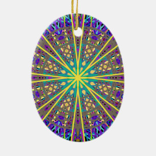 Adorno De Cerámica Estrella Kaleidoscope, arte verde morado Naranja