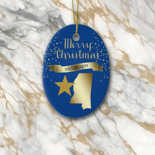 Adorno De Cerámica Estrella Misisipi de Oro Azul
