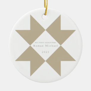 Adorno De Cerámica Estrella neutra de raya Quilt Star Mi primera Navi