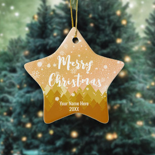 Adorno De Cerámica Estrella personalizado Gold Brown Navidades de la 