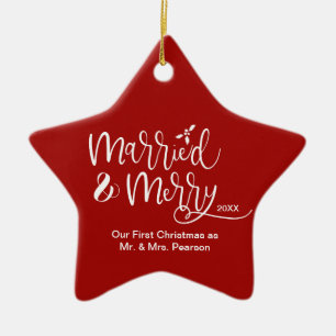 Adorno De Cerámica Estrella roja Nuestra Primera Navidad Mareada Foto