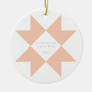 Adorno De Cerámica Estrella rosa de la hierba rosa mi primera Navidad