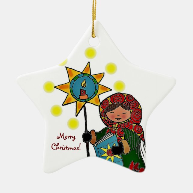 Adorno De Cerámica Estrella ucraniana de Navidades (Frente)