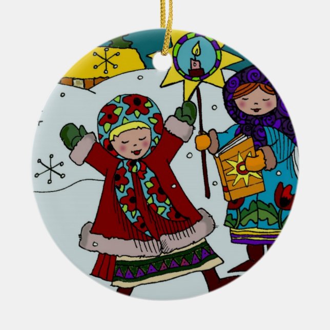 Adorno De Cerámica Estrella ucraniana del navidad (Frente)