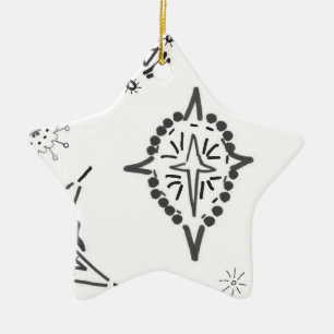 Adorno De Cerámica estrella urbana 8   MERRY NAVIDAD   m3galleryStudi