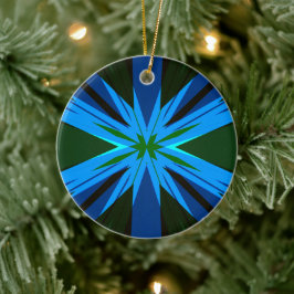 Adorno De Cerámica Estrella Verde Azul Estrella Starburst Árbol de na