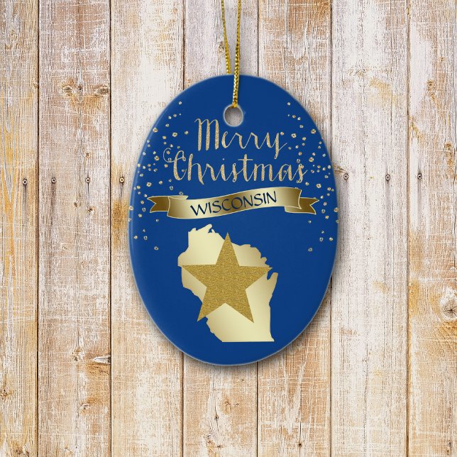 Adorno De Cerámica Estrella Wisconsin de Oro Azul (Subido por el creador)