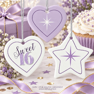 Adorno De Cerámica Estrella y borde Dulces 16 Violeta ID1333