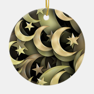 Adorno De Cerámica Estrella y creciente de oro