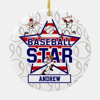 Adorno De Cerámica Estrella y rayas de béisbol personalizadas