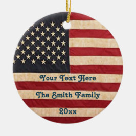 Adorno De Cerámica Estrellas antiguas y rayas Bandera estadounidense 