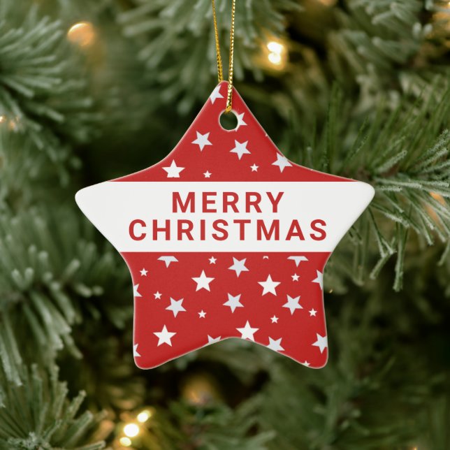 Adorno De Cerámica Estrellas blancas en vacaciones de Navidades rojos (Árbol)