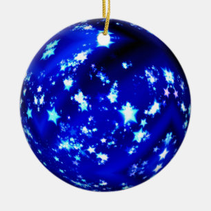 Adorno De Cerámica Estrellas brillantes de la bola azul