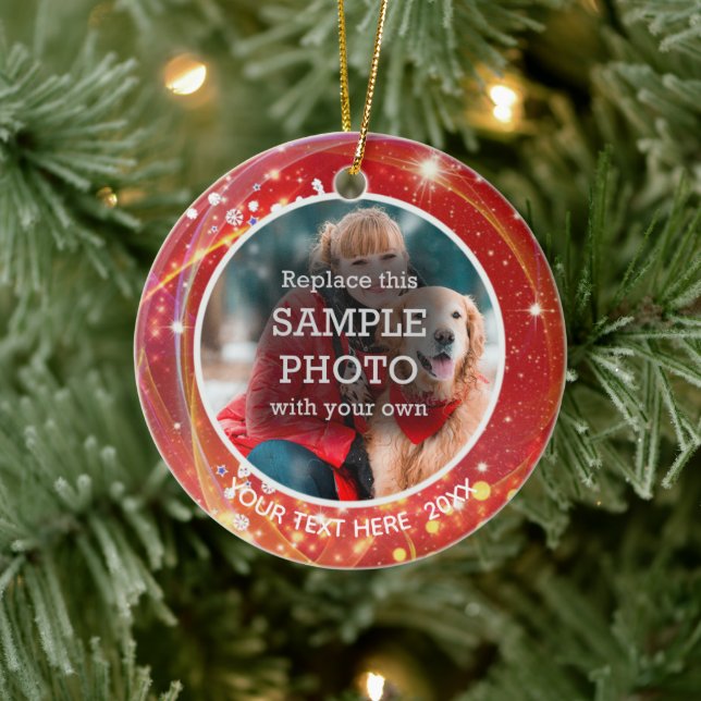 Adorno De Cerámica Estrellas cósmicas, dos fotos, dos lados (Árbol)