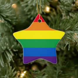 Adorno De Cerámica Estrellas de arco iris del orgullo LGBT Navidades 