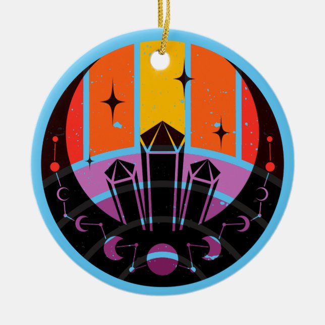 Adorno De Cerámica Estrellas de Gemstone de la fase lunar (Frente)