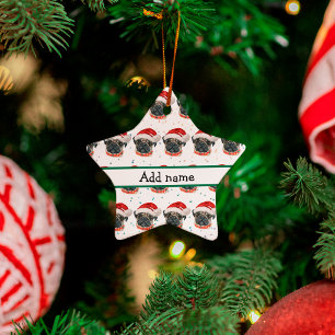 Adorno De Cerámica Estrellas de Navidad de la raza de perro Pug