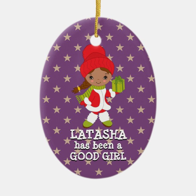 Adorno De Cerámica Estrellas de Navidades afroamericanos de buen Chic (Frente)