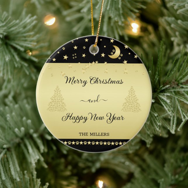 Adorno De Cerámica Estrellas de Navidades brillantes de oro, trapos d (Árbol)