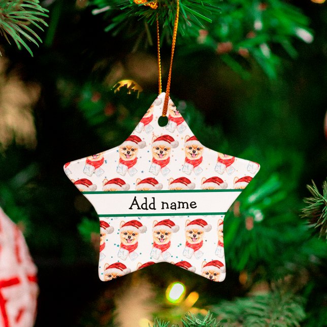 Adorno De Cerámica Estrellas de Navidades de raza de perro de Pomeran (Subido por el creador)