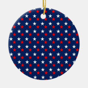 Adorno De Cerámica Estrellas de patrón patriótico en azul