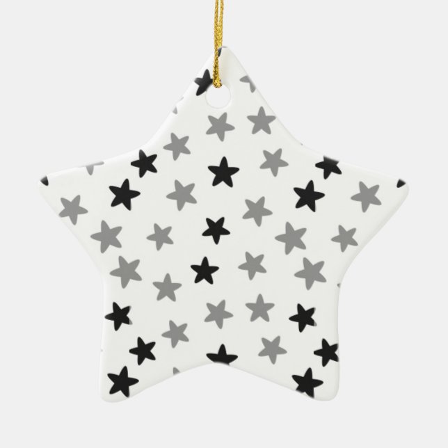Adorno De Cerámica Estrellas en blanco y negro (Frente)