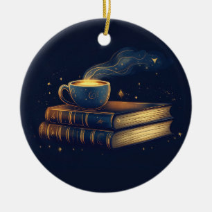 Adorno De Cerámica Estrellas mágicas y café con libros