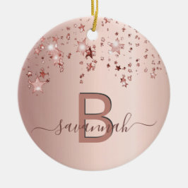 Adorno De Cerámica Estrellas monográficas de color dorado Rosa