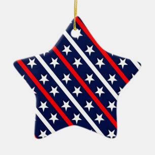 Adorno De Cerámica estrellas patriotas rojas azules