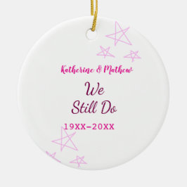 Adorno De Cerámica Estrellas rosas Renovación de votos boda de aniver